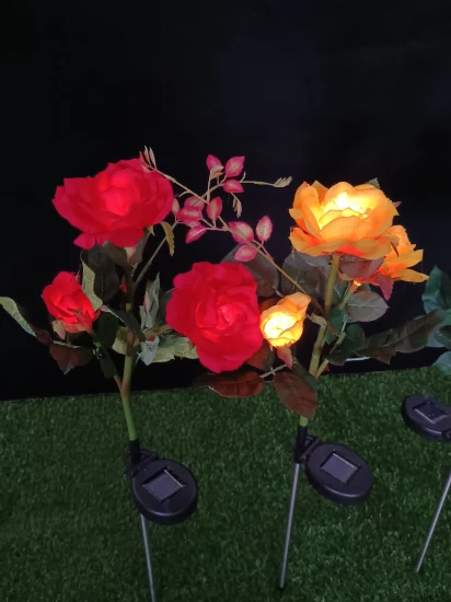 LED Solar Simulation Rose Blume Licht Outdoor Rasen Boden Einsatz Garten Simulation Blume Dekorative Landschaft Lampe