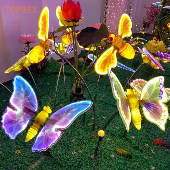 2 % Rabatt auf bunte dekorative LED-Lichter für den Außenbereich, dynamische fliegende Schmetterlings-Blumen-Gartenleuchte