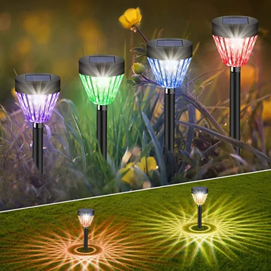 Neueste, hochwertige Erdspießlampe, warmweiß emittierender Kunststoff, automatisches Ein-/Ausschalten, LED-Solar-Außenleuchten, Wegebeleuchtung für Garten, Hof, Terrasse, Pfahl, Solarleuchte