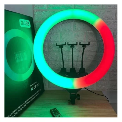 Mj56 22-Zoll-RGB-LED-Ringlicht mit Ständer, 60 W dimmbar, zweifarbig, 3200 K–5600 K, CRI 95+, mit Spezialszeneneffekt für Videos